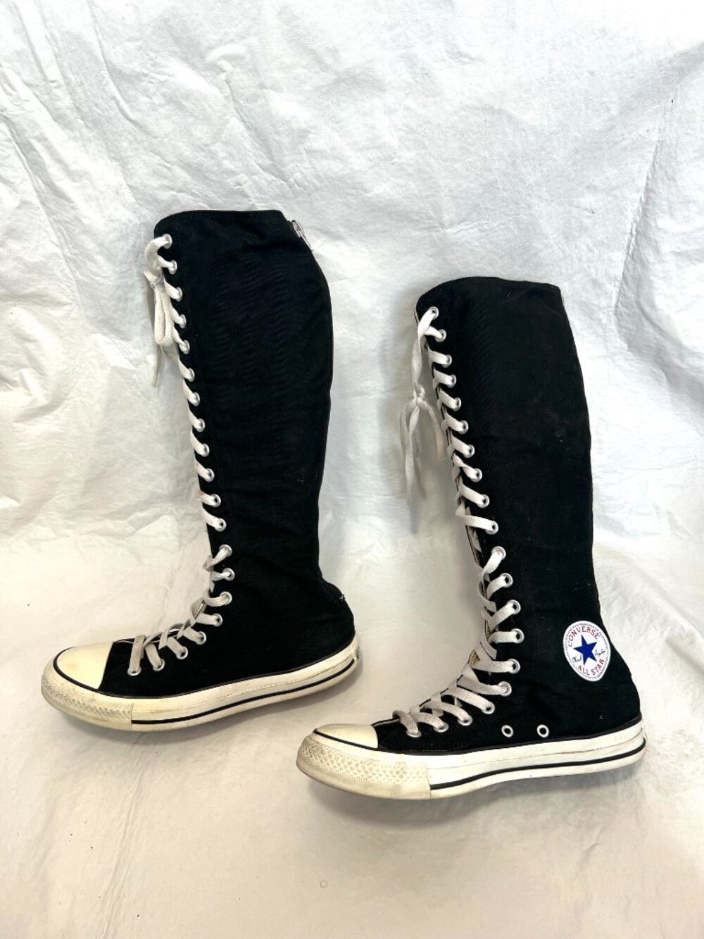 Converse Knee High Tall sneakers XXHI Shoes Black canvas womens 9 y2k boots zip - Picture 6 of 15